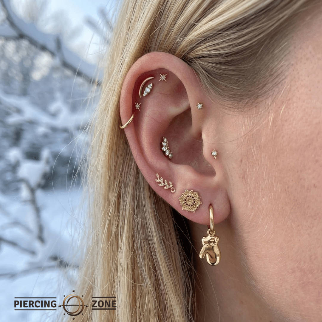 Mitten – 14K & 18K Gold Charm - piercing - zone.com