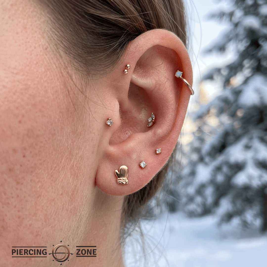 Mitten – 14K Gold Threadless/Threaded End - piercing - zone.com