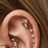 Mixed Metals Pierced Ear – 14K Gold Threadless/Threaded End - piercing - zone.com