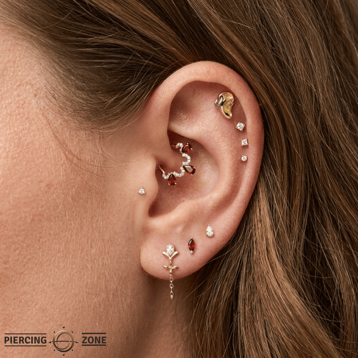 Mixed Metals Pierced Ear – 14K Gold Threadless/Threaded End - piercing - zone.com