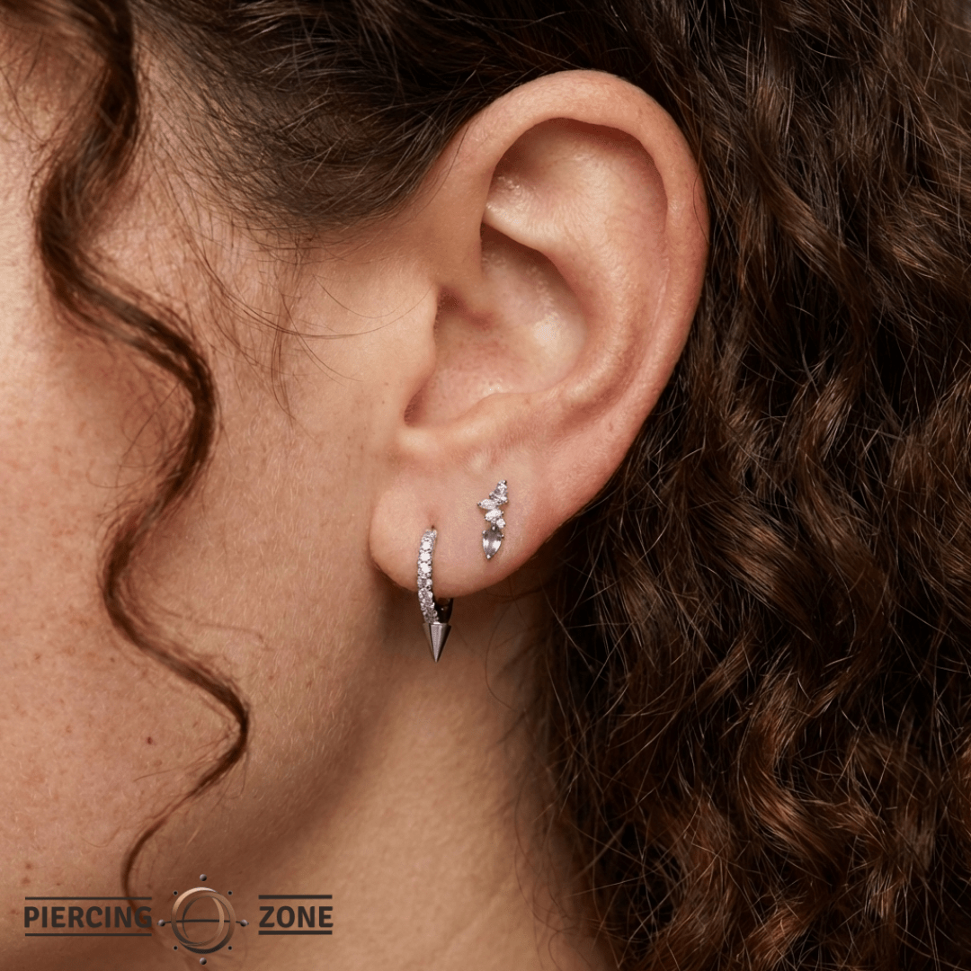 Mixt – Amethyst & Pink Sapphire Cluster – 14K Gold Threadless End - piercing - zone.com