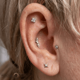 Mixt – CZ Asymmetrical Cluster – 14K Gold Threadless End - piercing - zone.com