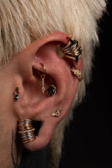 Mixt – Smoky Quartz & Black Spinel – 14K Gold Threadless End - piercing - zone.com
