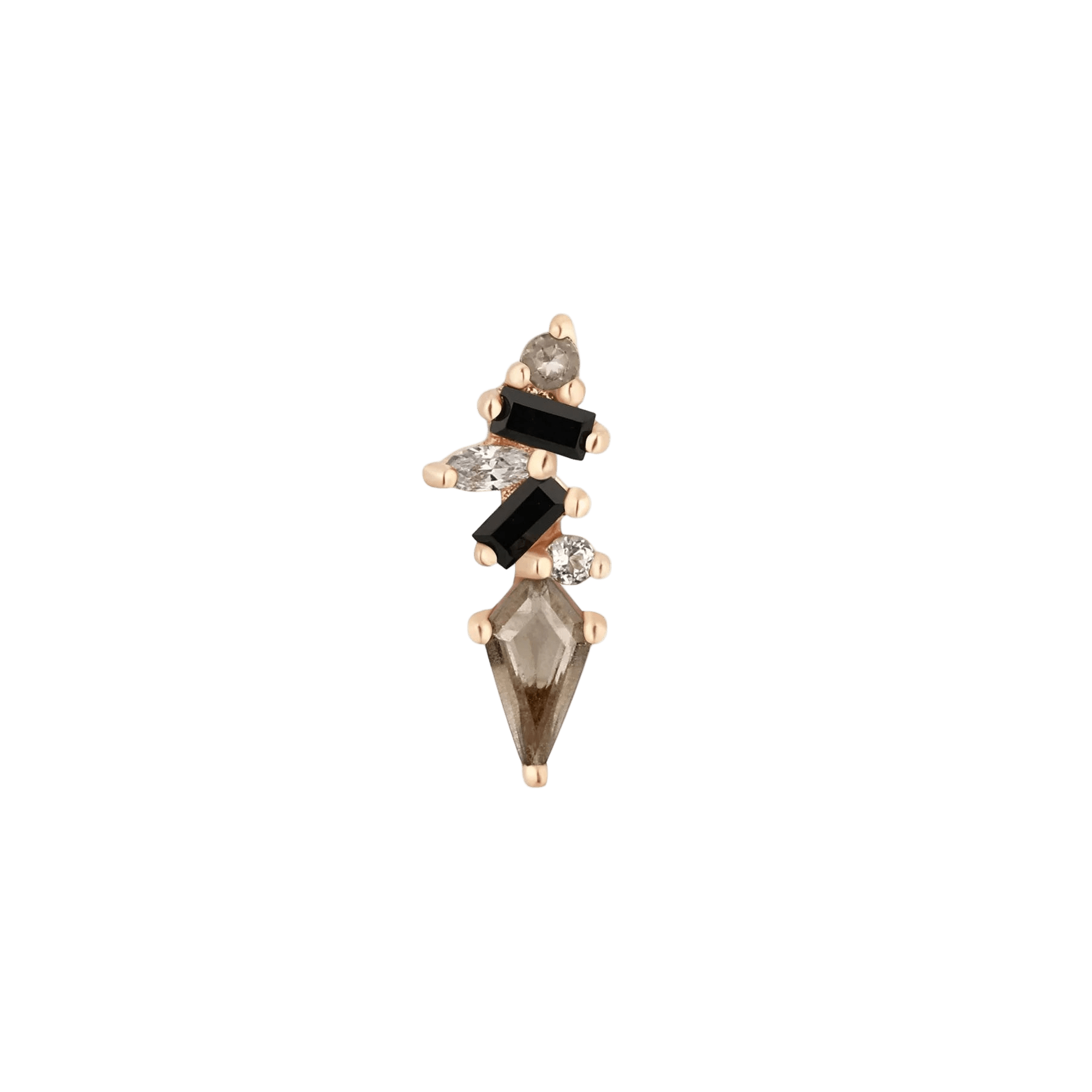 Mixt – Smoky Quartz & Black Spinel – 14K Gold Threadless End - piercing - zone.com