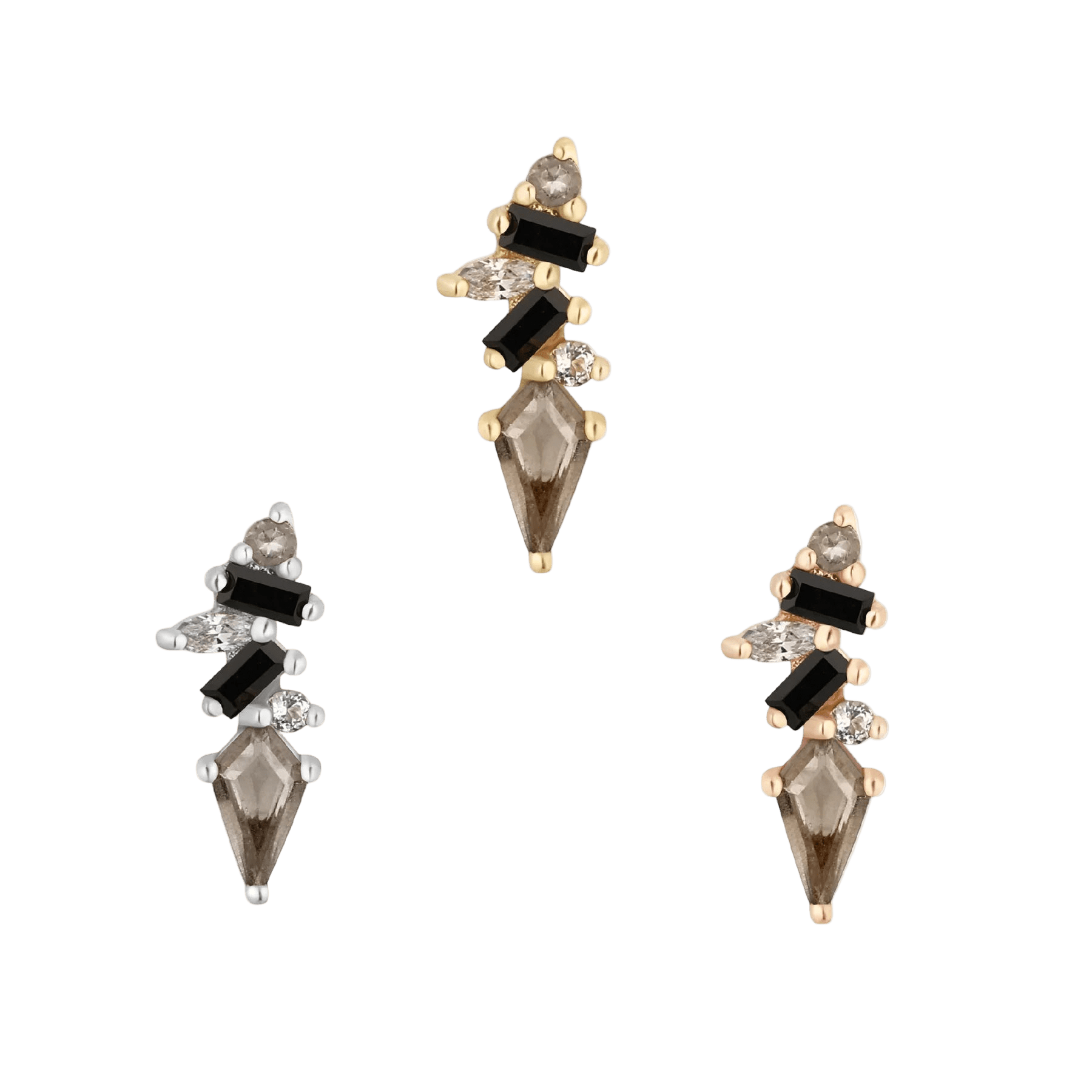 Mixt – Smoky Quartz & Black Spinel – 14K Gold Threadless End - piercing - zone.com