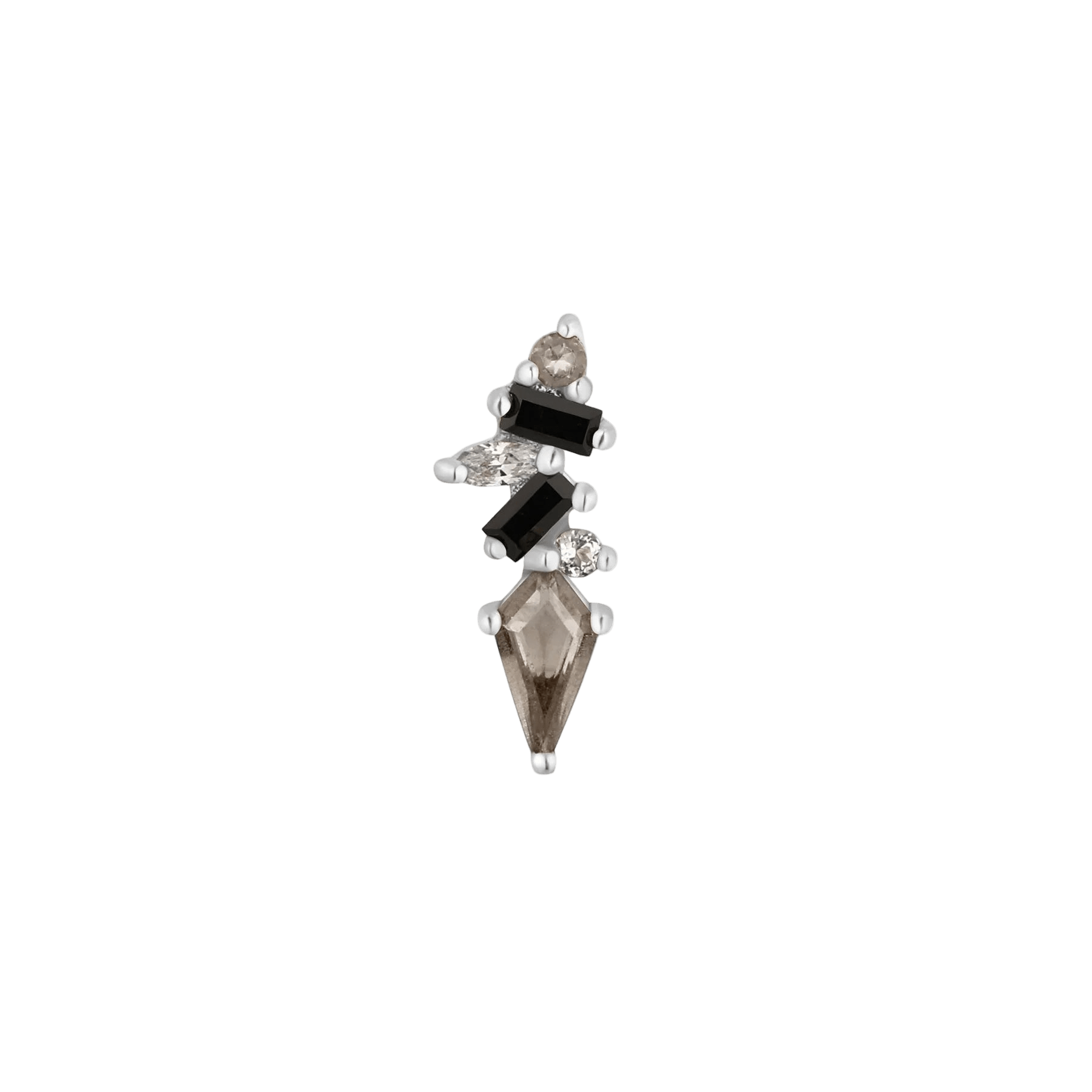Mixt – Smoky Quartz & Black Spinel – 14K Gold Threadless End - piercing - zone.com