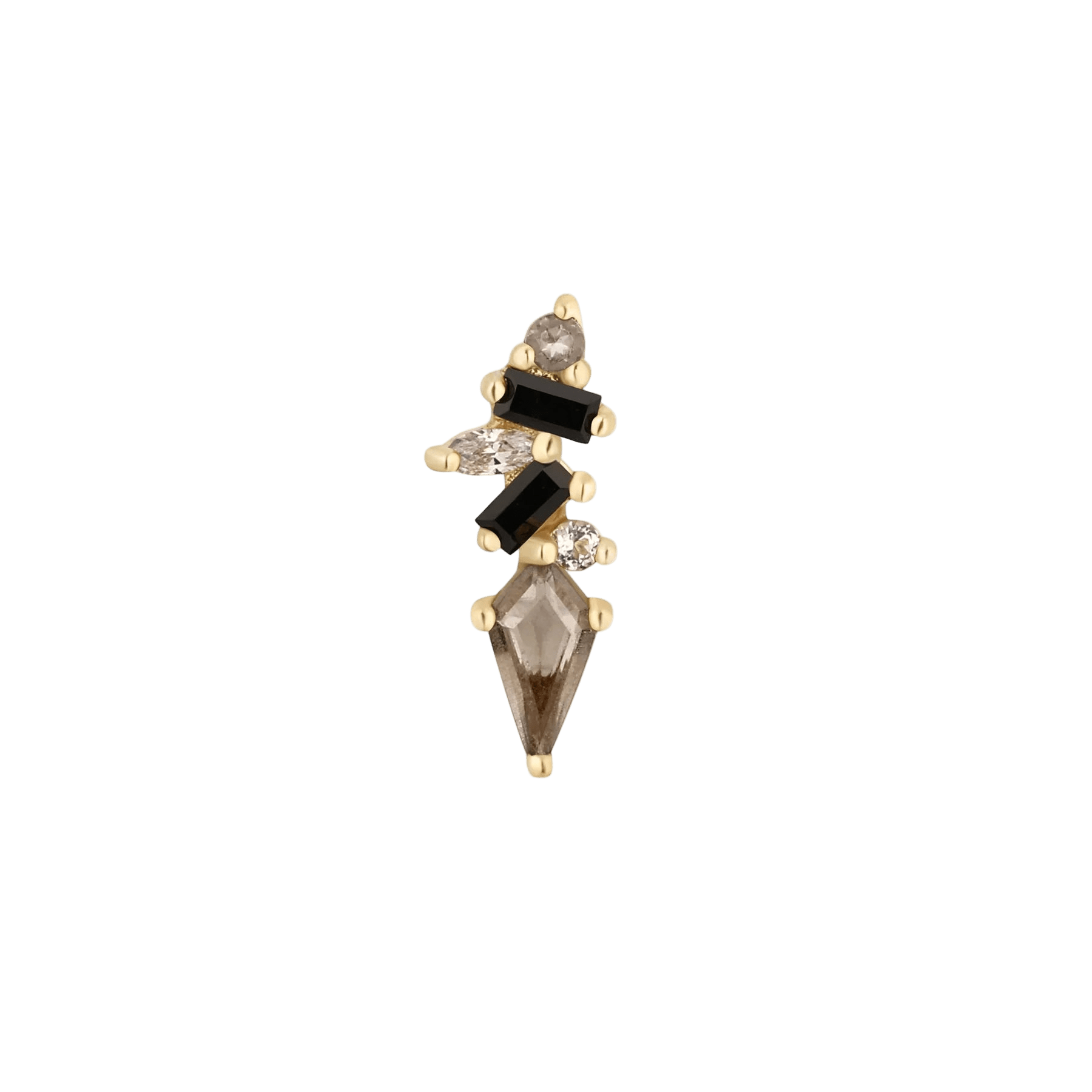 Mixt – Smoky Quartz & Black Spinel – 14K Gold Threadless End - piercing - zone.com