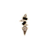 Mixt – Smoky Quartz & Black Spinel – 14K Gold Threadless End - piercing - zone.com