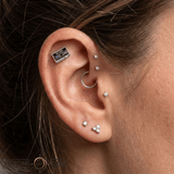 MIXTAPE - 14K Gold 2 Stone Threadless/Threaded End - piercing - zone.com