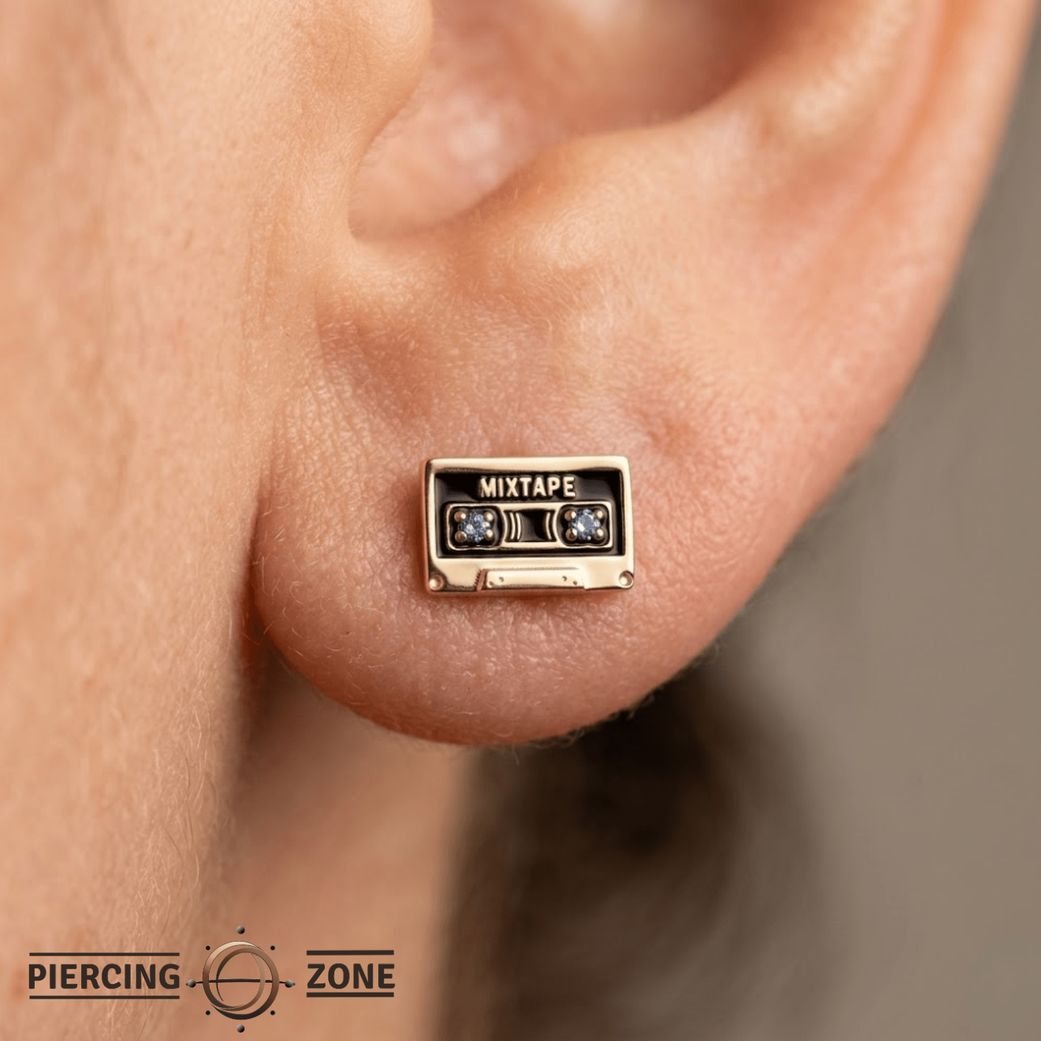MIXTAPE - 14K Gold 2 Stone Threadless/Threaded End - piercing - zone.com
