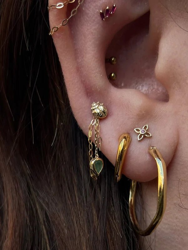 M'Lady – Ladybug Charm – 14K Gold Threadless End - piercing - zone.com