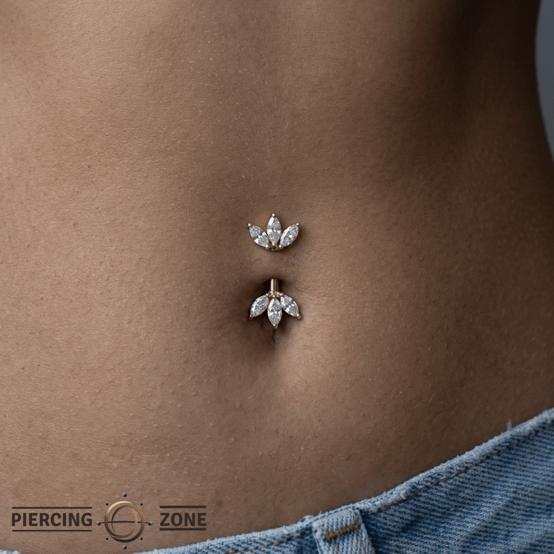 Moet – CZ Marquise Trio – 14K Gold Threadless End - piercing - zone.com
