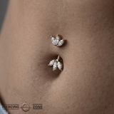 Moet – CZ Marquise Trio – 14K Gold Threadless End - piercing - zone.com