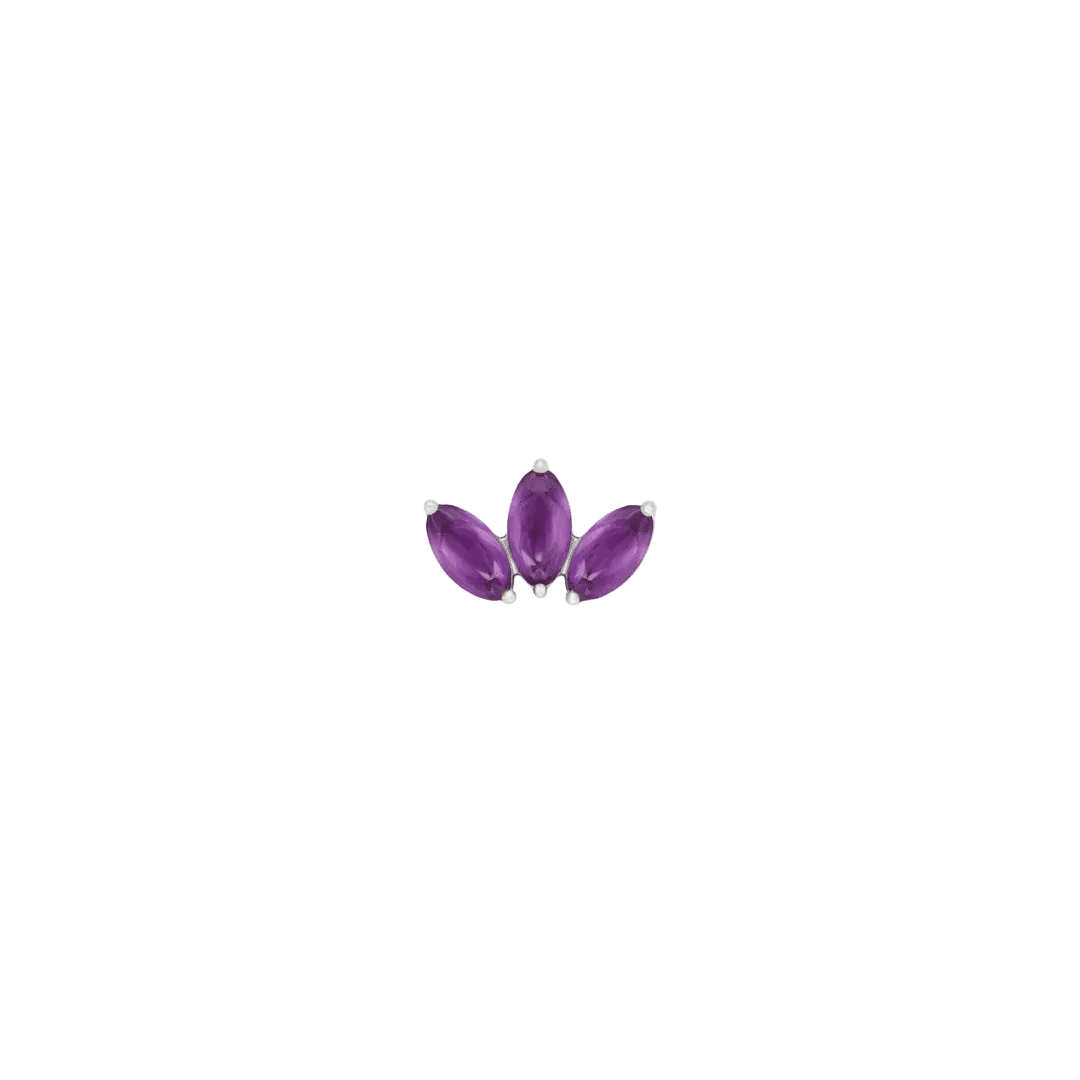 Moet Mini Threadless End with Sandblasted Amethyst - 14K Gold Gem End - piercing - zone.com