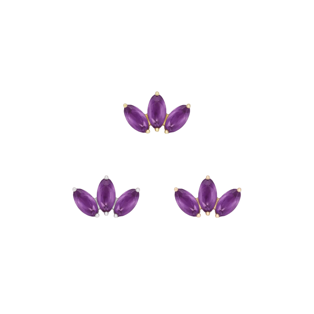 Moet Mini Threadless End with Sandblasted Amethyst - 14K Gold Gem End - piercing - zone.com
