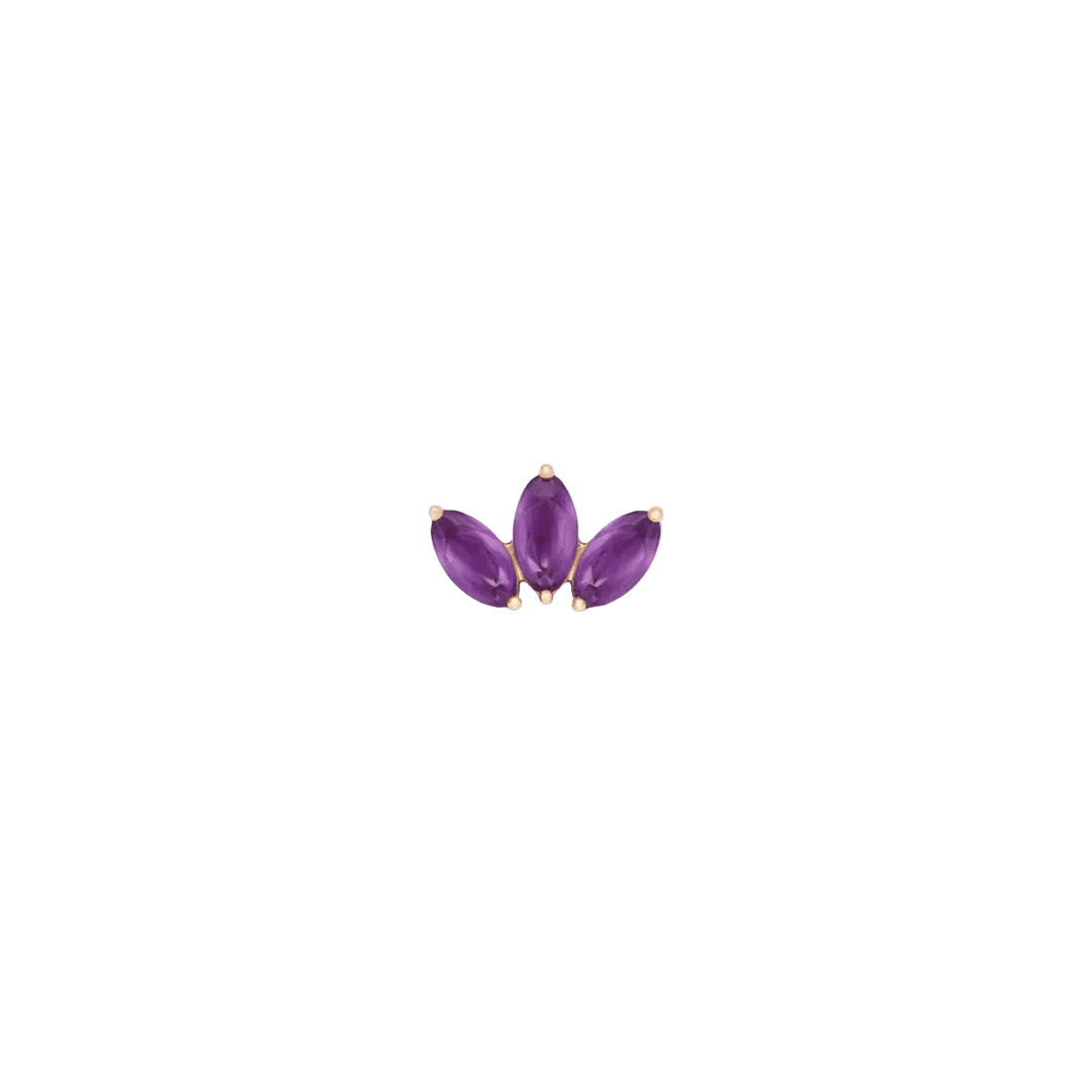 Moet Mini Threadless End with Sandblasted Amethyst - 14K Gold Gem End - piercing - zone.com