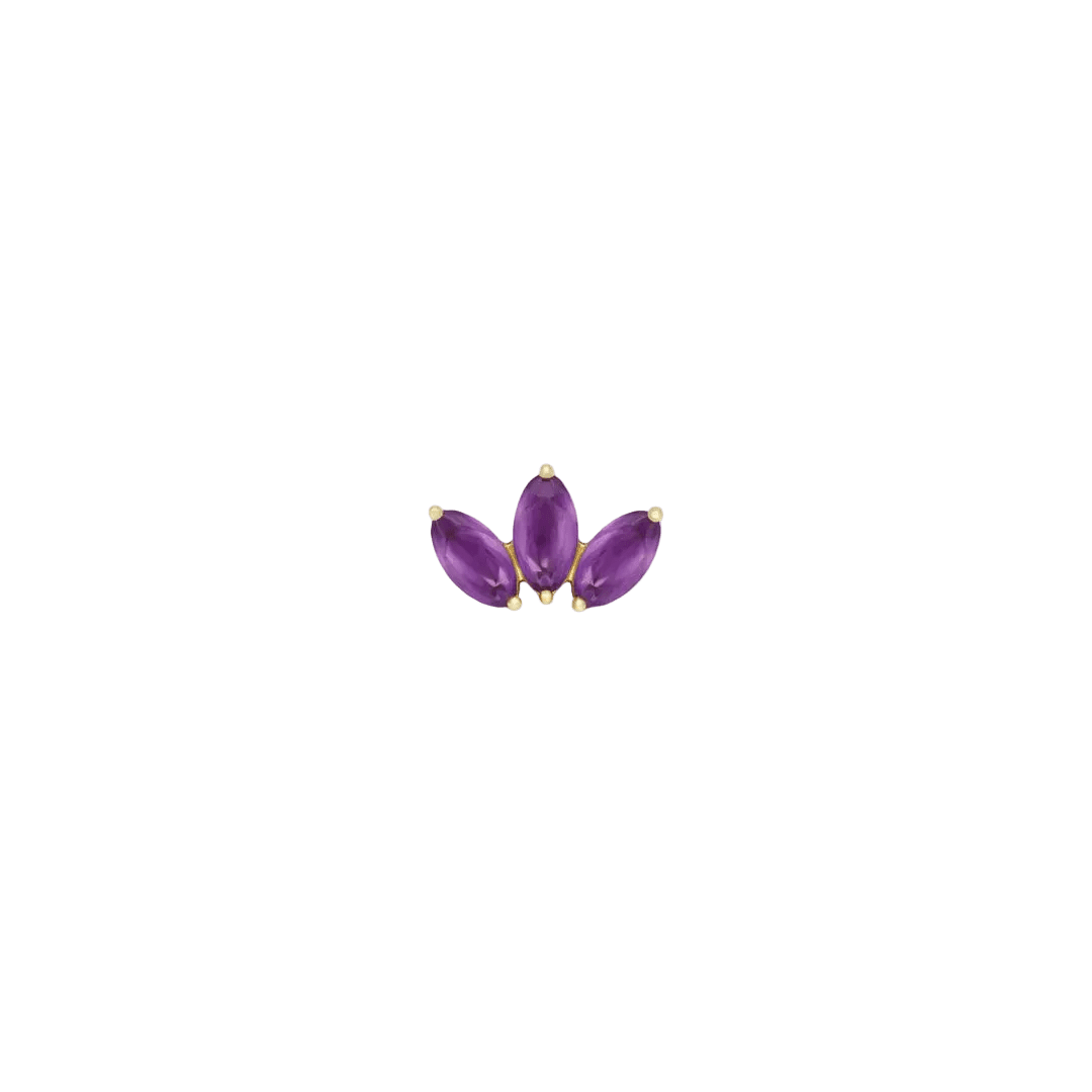 Moet Mini Threadless End with Sandblasted Amethyst - 14K Gold Gem End - piercing - zone.com
