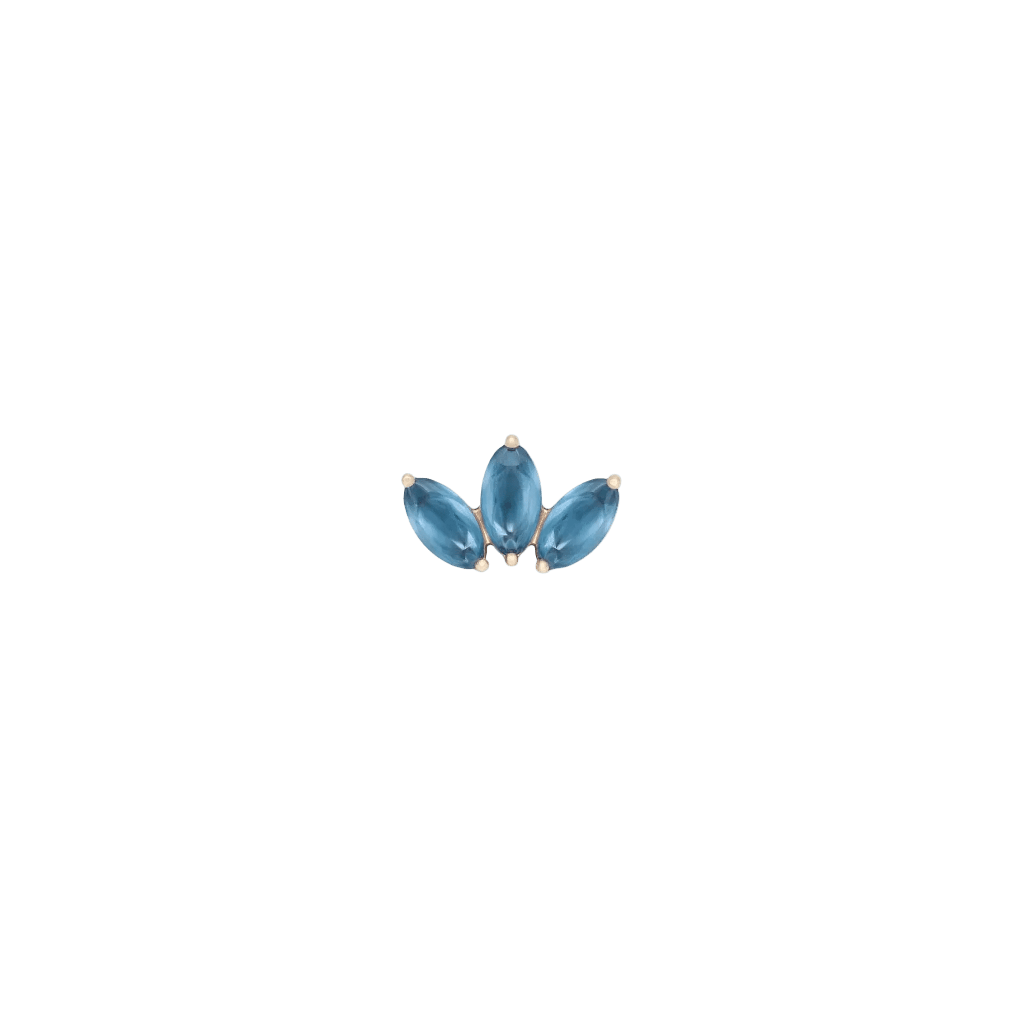 Moet Mini Threadless End with Sandblasted London Blue Topaz - 14K Gold Gem End - piercing - zone.com