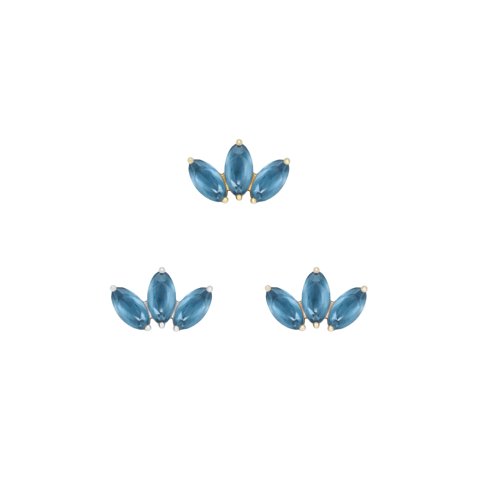 Moet Mini Threadless End with Sandblasted London Blue Topaz - 14K Gold Gem End - piercing - zone.com