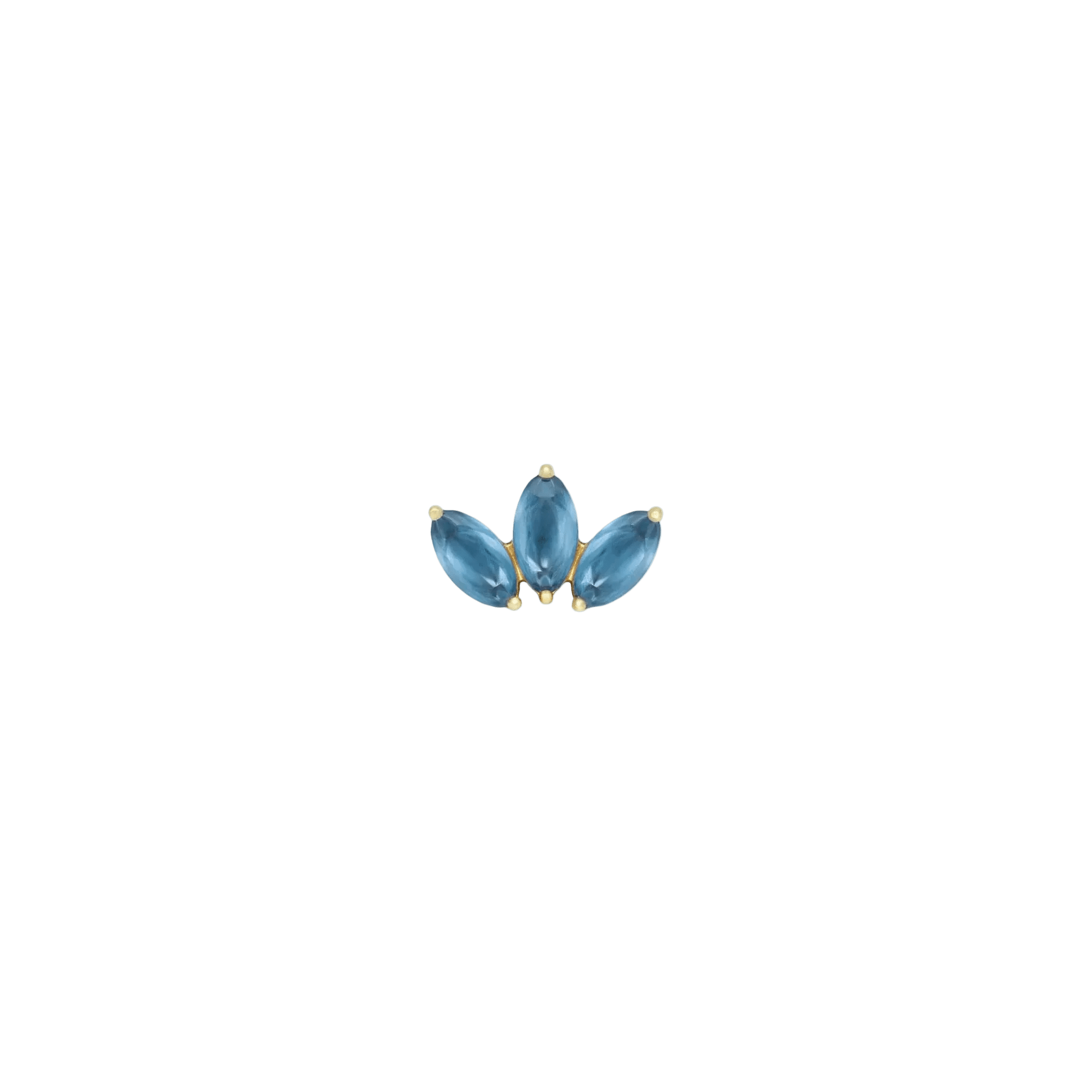 Moet Mini Threadless End with Sandblasted London Blue Topaz - 14K Gold Gem End - piercing - zone.com