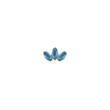 Moet Mini Threadless End with Sandblasted London Blue Topaz - 14K Gold Gem End - piercing - zone.com