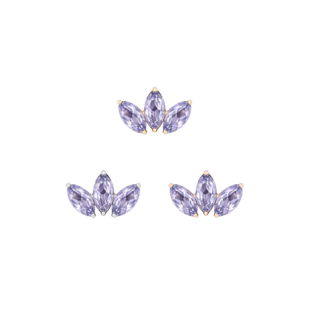 Moet Mini Threadless End with Tanzanite - 14K Gold Gem End - piercing - zone.com