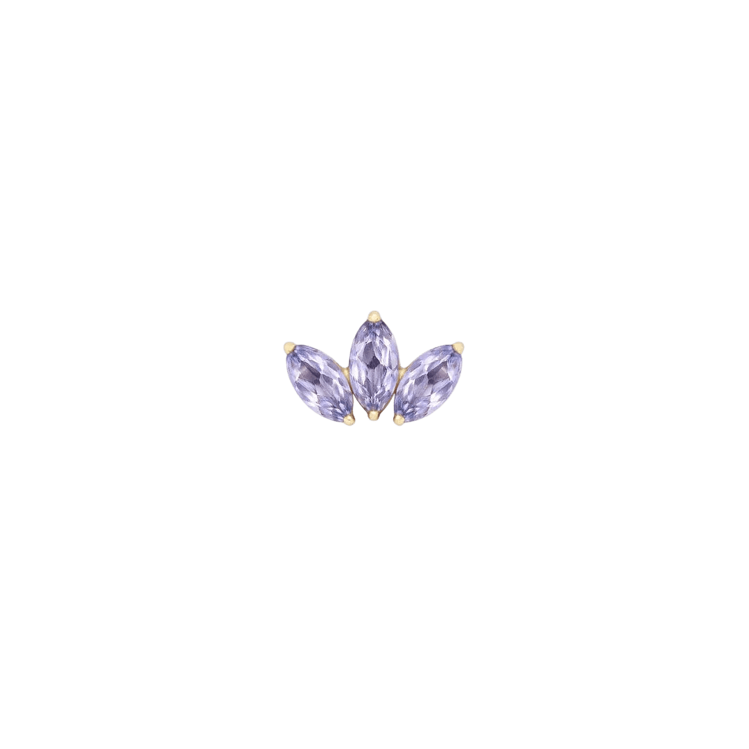 Moet Mini Threadless End with Tanzanite - 14K Gold Gem End - piercing - zone.com