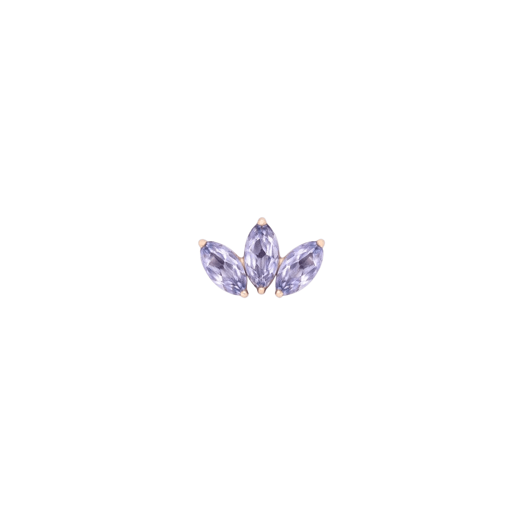 Moet Mini Threadless End with Tanzanite - 14K Gold Gem End - piercing - zone.com