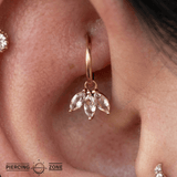 Moet – White Topaz Marquise Trio Charm – 14K Gold - piercing - zone.com