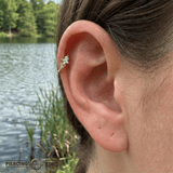 Monarch Seamless Ring – 14K Gold Square - Center & Micro - Gem Crown Design - piercing - zone.com