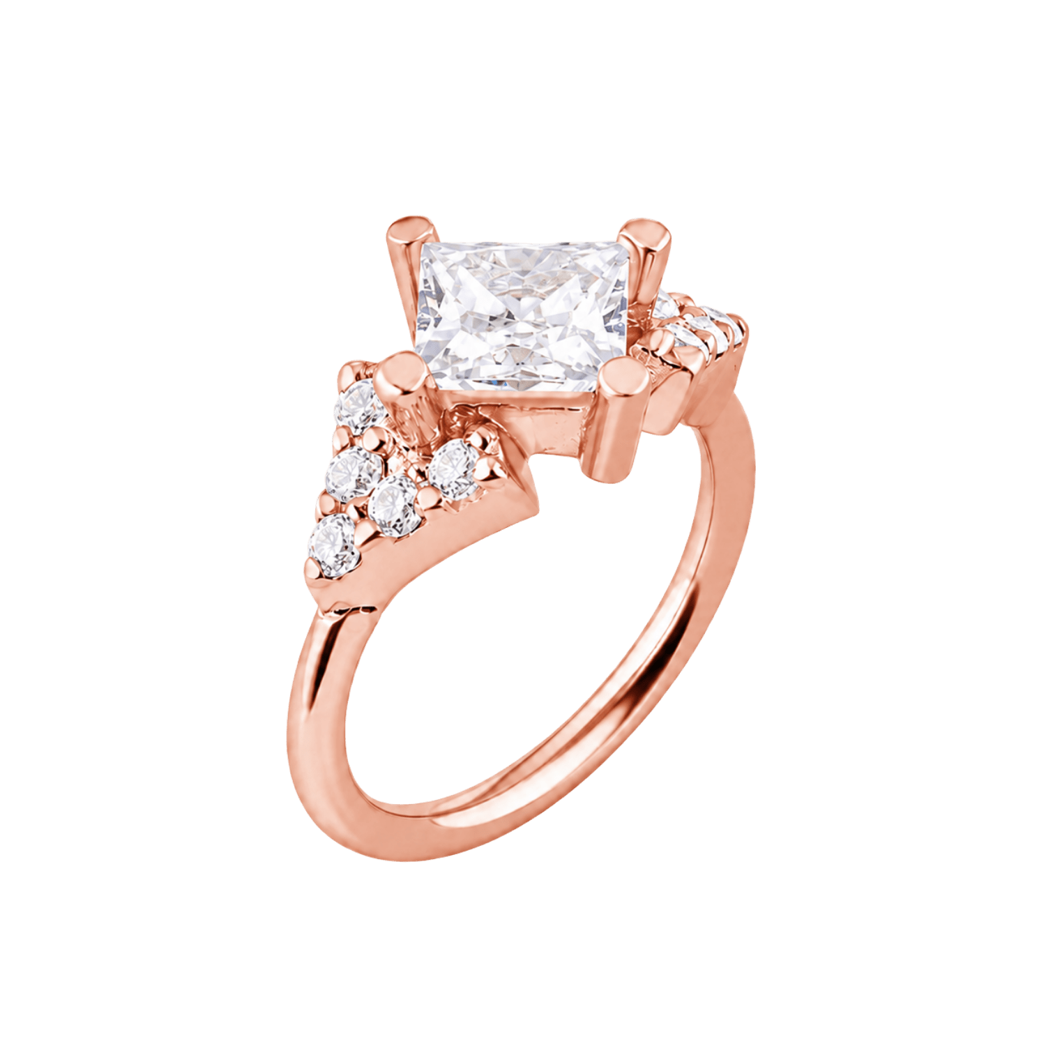 Monarch Seamless Ring – 14K Gold Square-Center & Micro-Gem Crown Design - piercing-zone.com