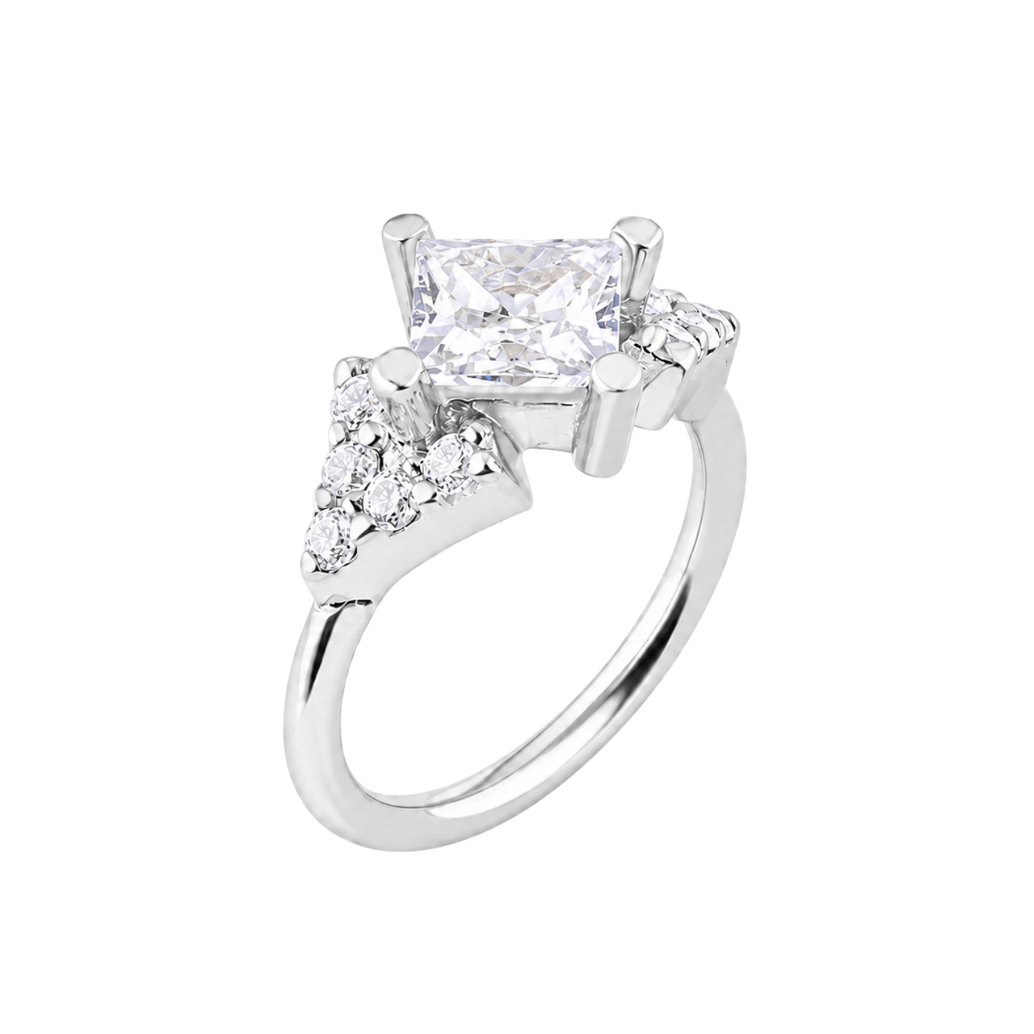 Monarch Seamless Ring – 14K Gold Square-Center & Micro-Gem Crown Design - piercing-zone.com