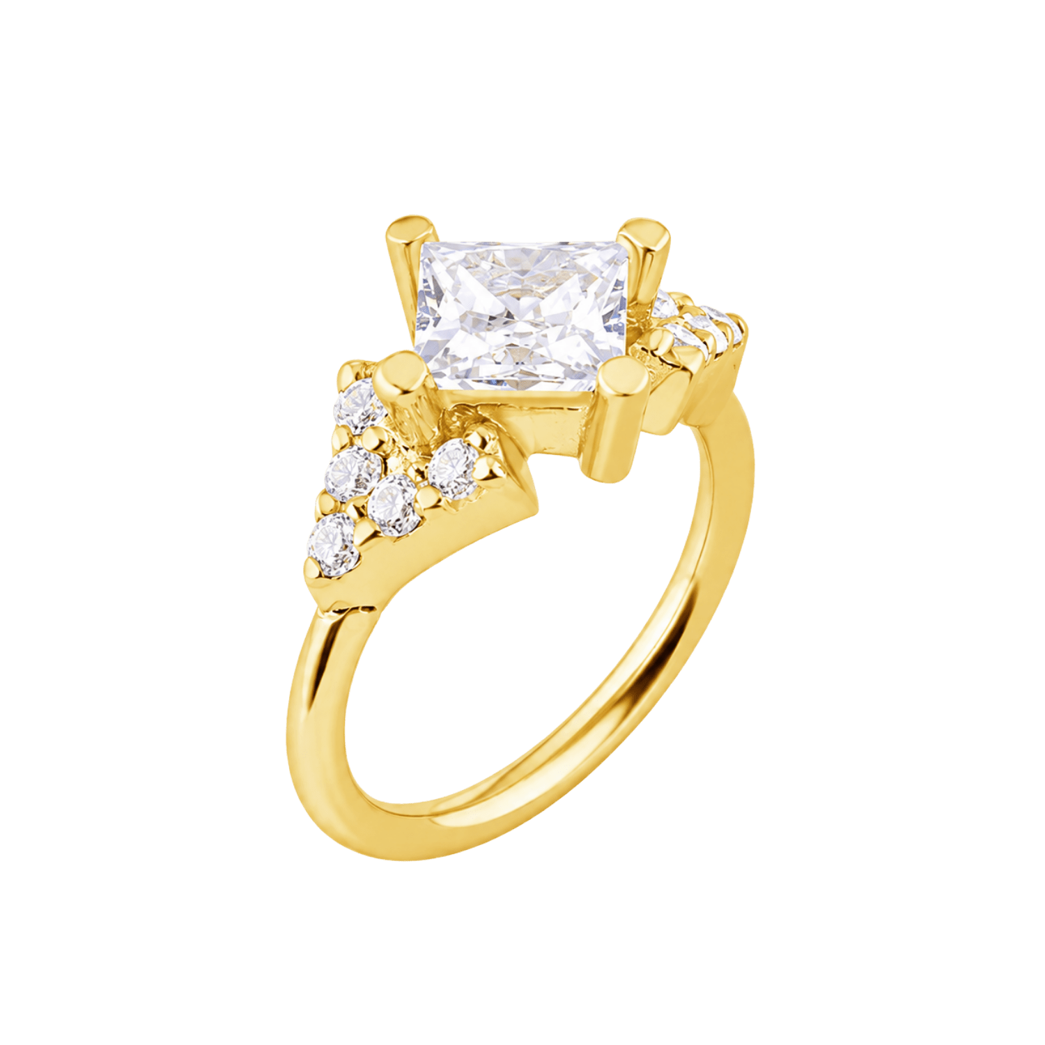 Monarch Seamless Ring – 14K Gold Square-Center & Micro-Gem Crown Design - piercing-zone.com