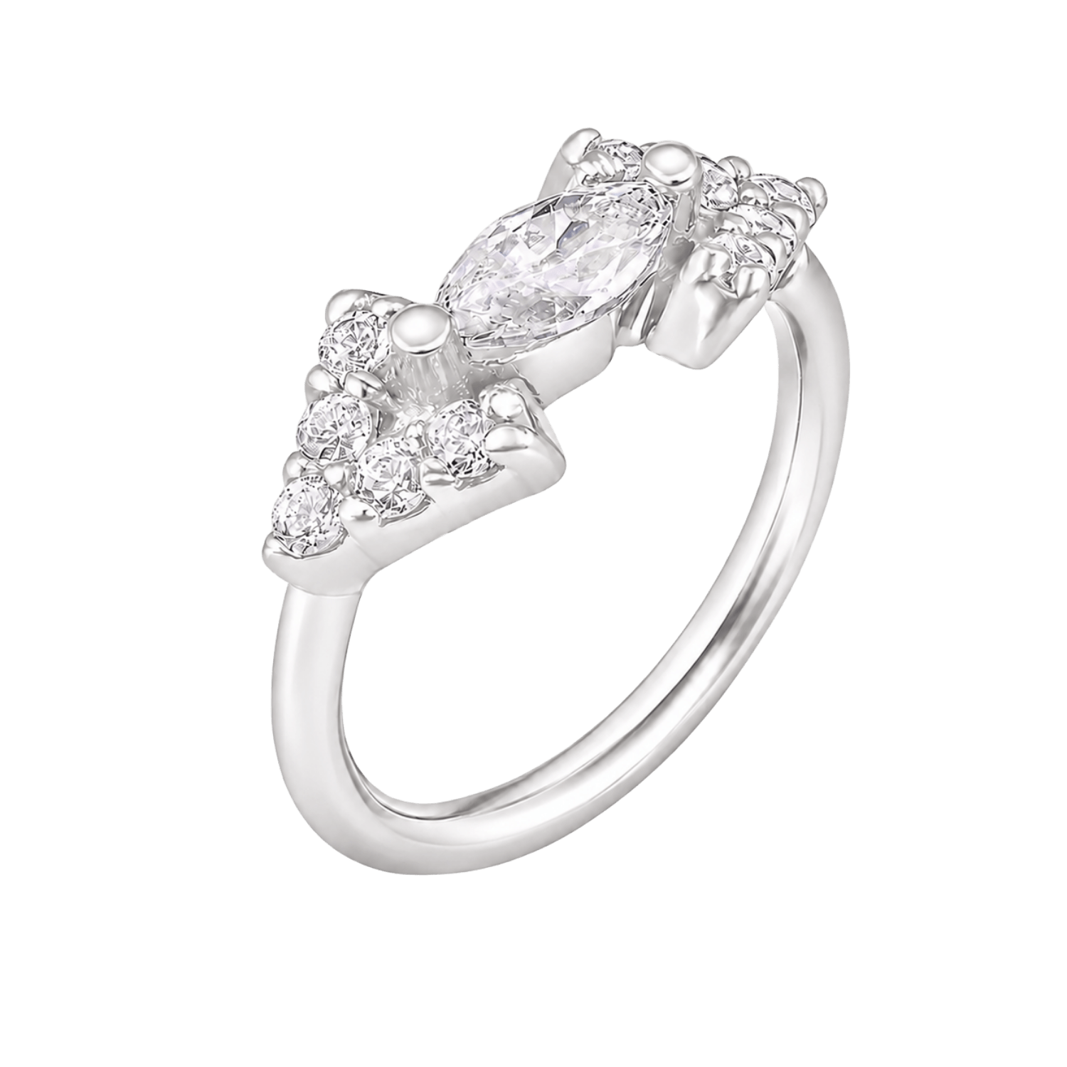 Monroe Seamless Ring – 14K Gold Marquise Crown & Micro-Gem Radiance - piercing-zone.com