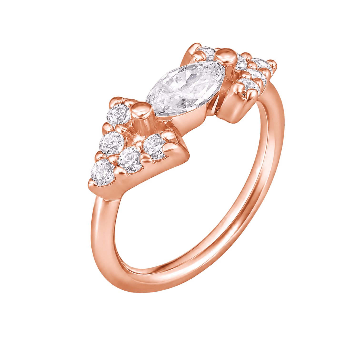 Monroe Seamless Ring – 14K Gold Marquise Crown & Micro-Gem Radiance - piercing-zone.com