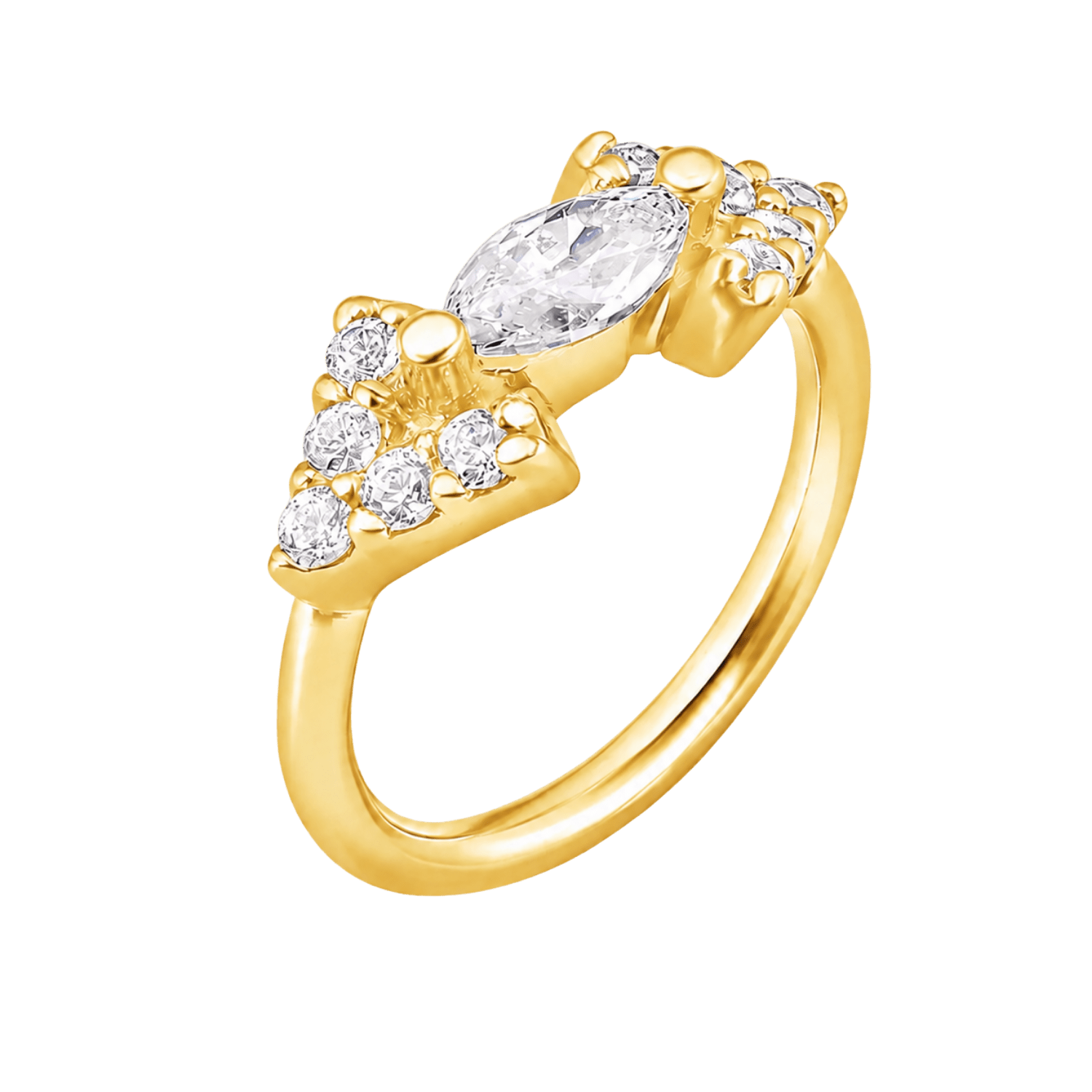 Monroe Seamless Ring – 14K Gold Marquise Crown & Micro-Gem Radiance - piercing-zone.com
