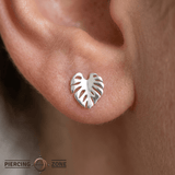 Monstera – 14K Gold Tropical Leaf Threadless Pin - piercing - zone.com