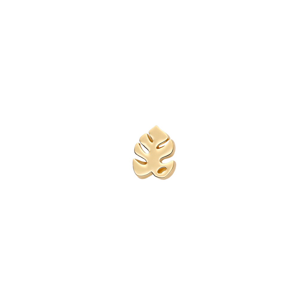 Monstera End - 18K Gold Threadless/Threaded End - piercing - zone.com