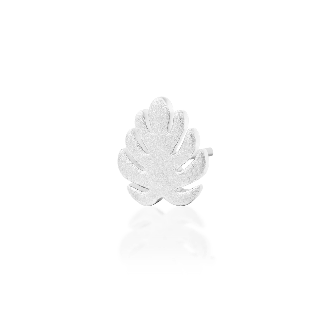 Monstera – Textured Matte Leaf – 14K Gold Threadless End - piercing - zone.com