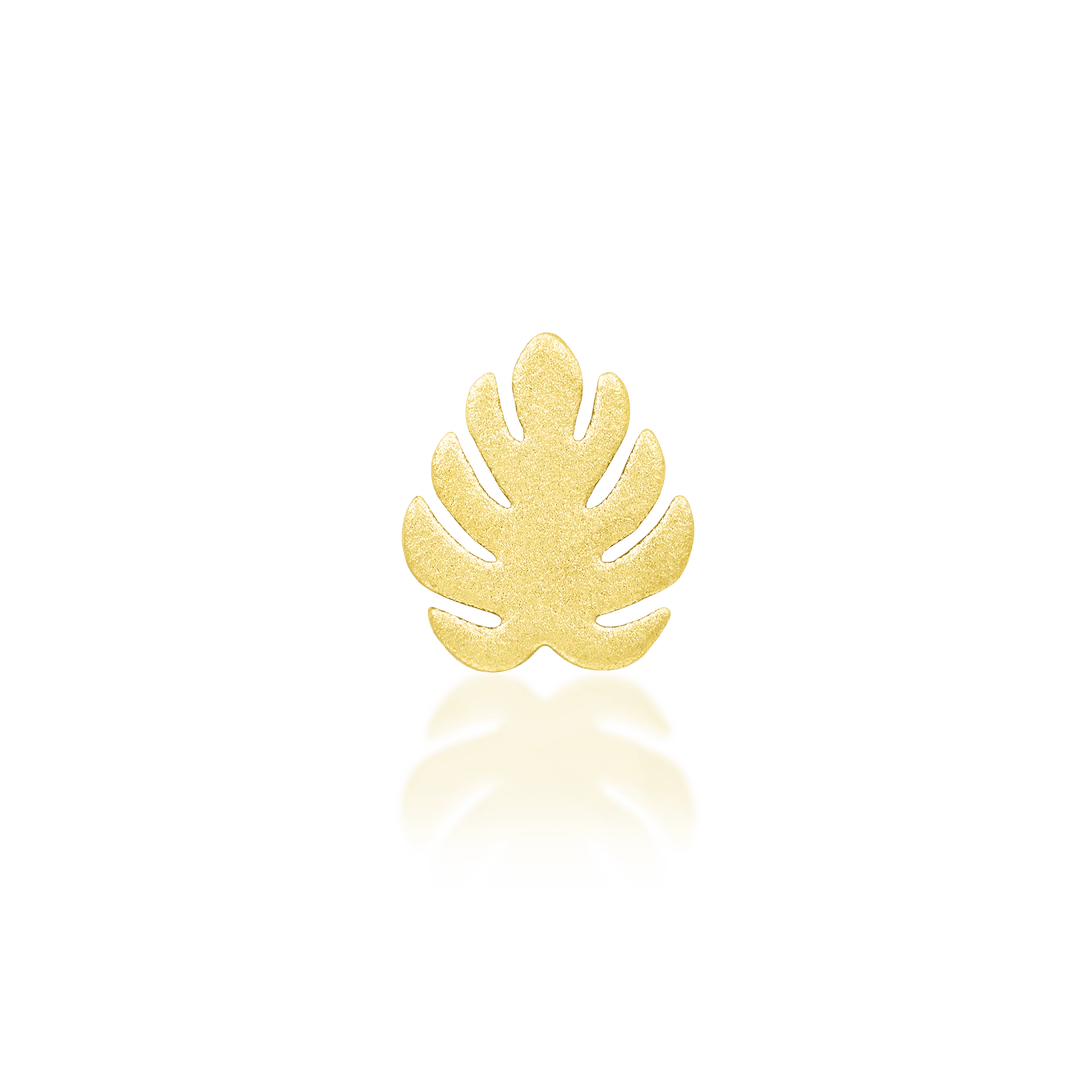 Monstera – Textured Matte Leaf – 14K Gold Threadless End - piercing - zone.com