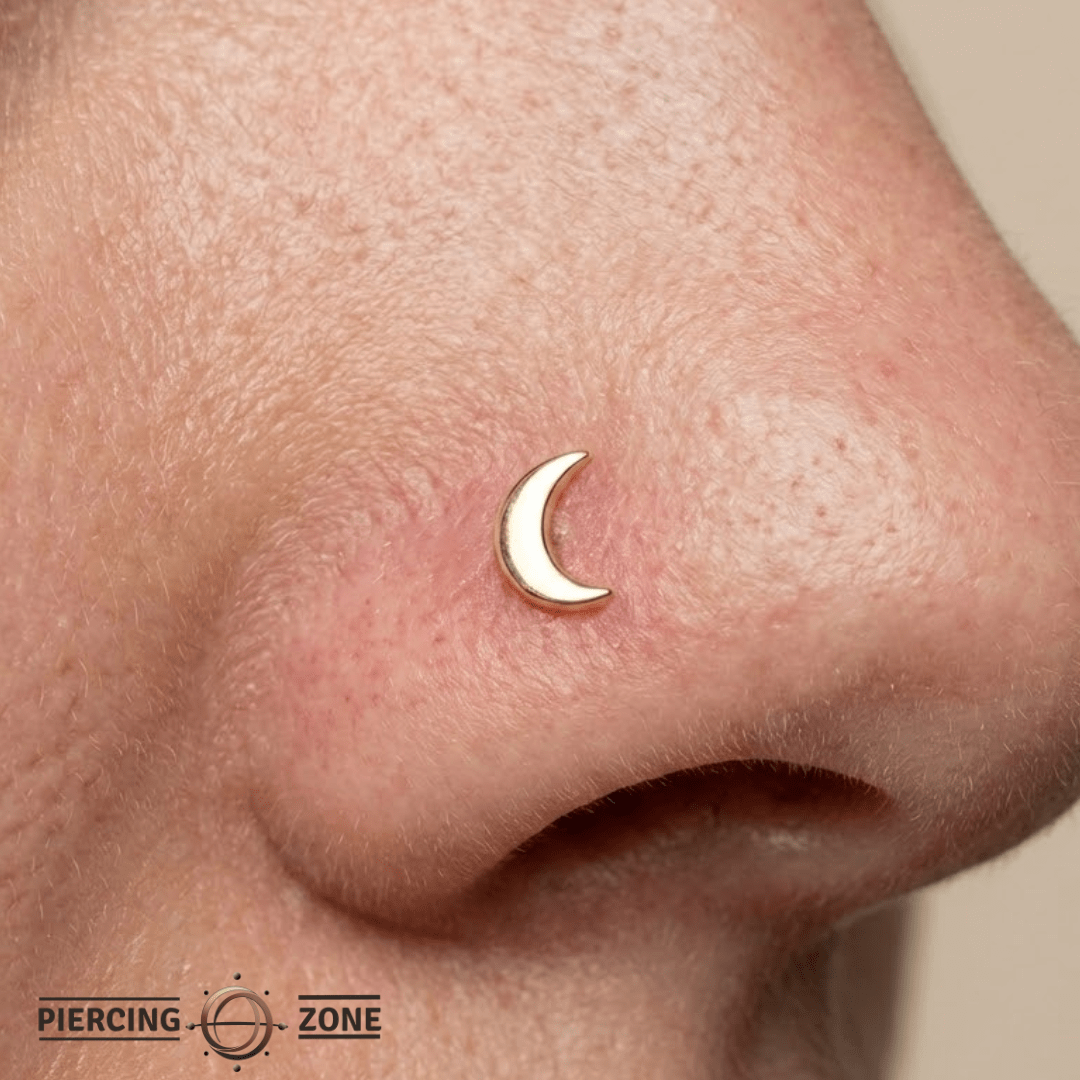 Moon – 14K Gold Threadless/Threaded End - piercing - zone.com