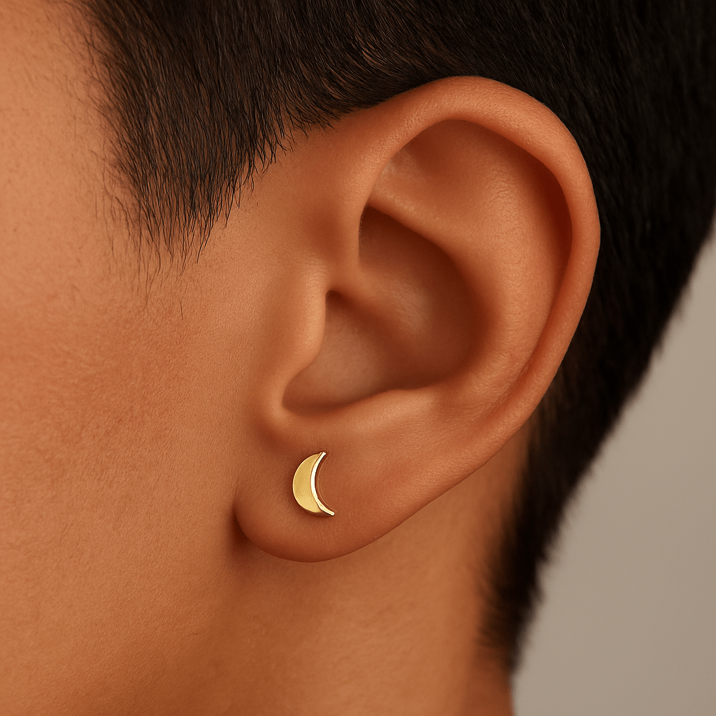 Moon – Solid 14K Gold Crescent End - piercing - zone.com