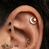 Moon Star Pin - 14K Gold Celestial Threadless End - piercing - zone.com