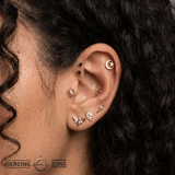Moon Star Pin - 14K Gold Celestial Threadless End - piercing - zone.com