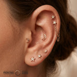 Moon Symbol – 14K/18K Gold Flat Threadless End - piercing - zone.com