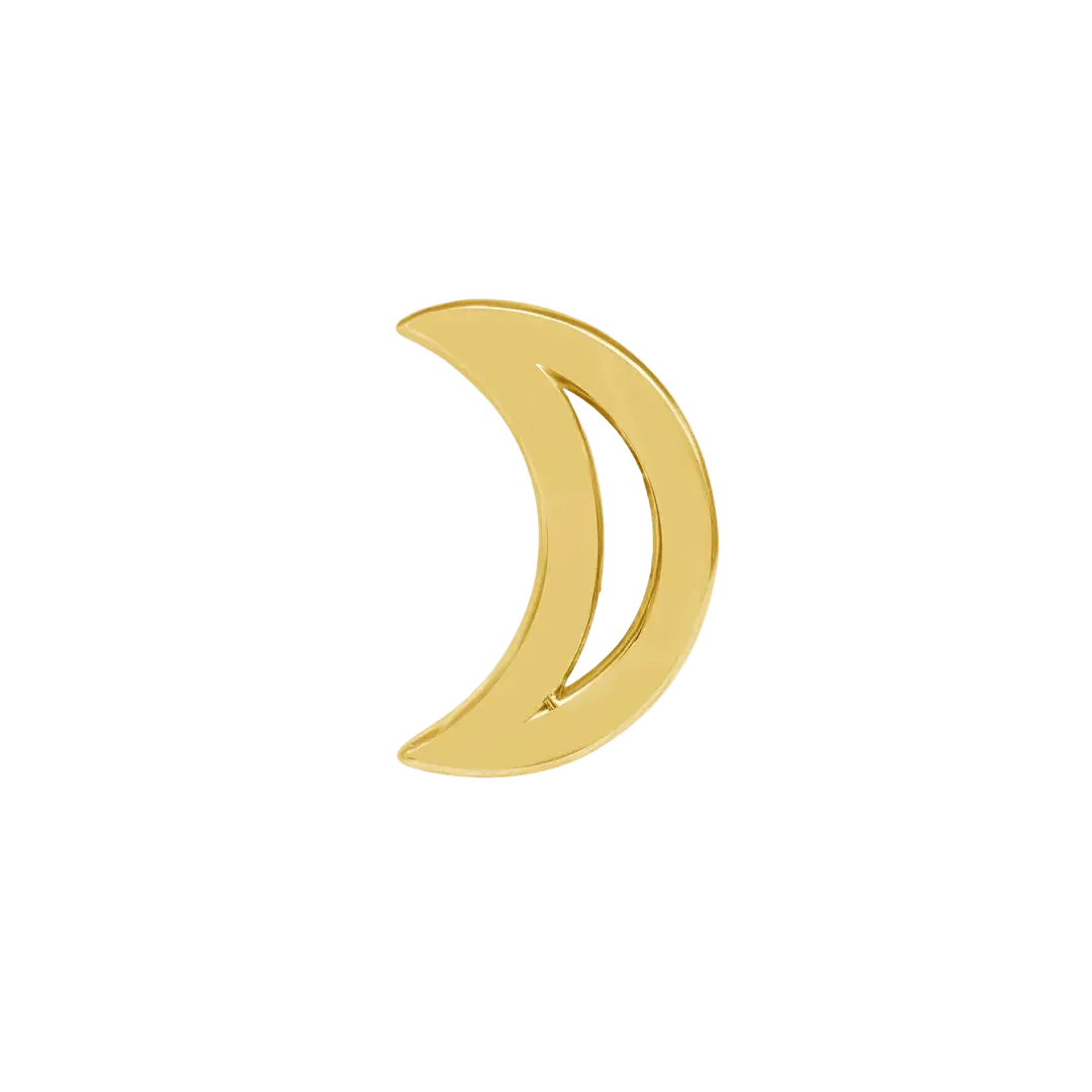 Moon Symbol – 14K/18K Gold Flat Threadless End - piercing - zone.com
