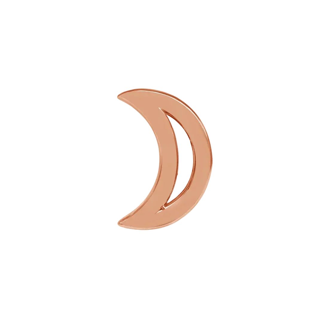 Moon Symbol – 14K/18K Gold Flat Threadless End - piercing - zone.com