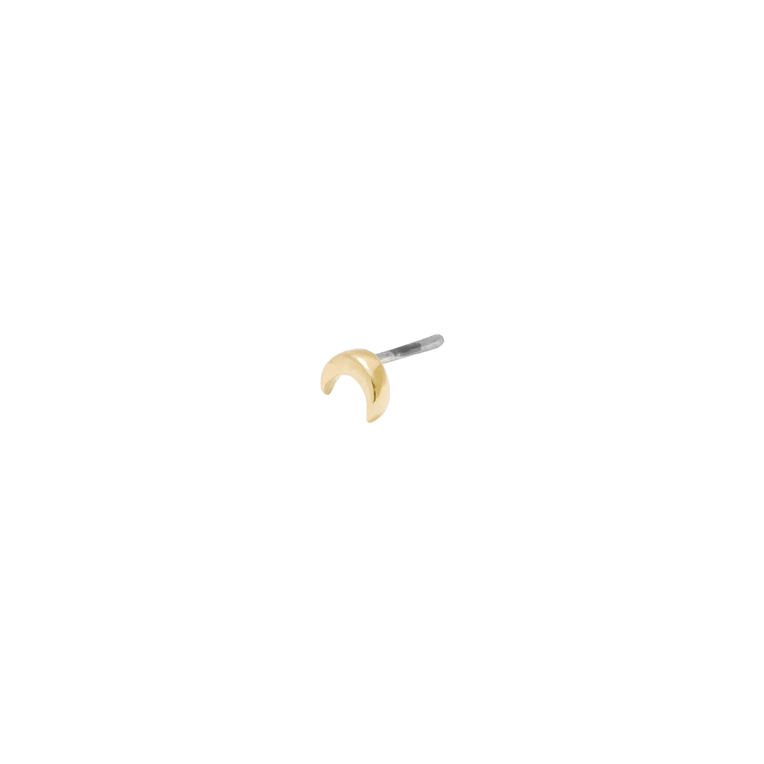 Moonlet Pin - 14K Gold Crescent Threadless End - piercing - zone.com