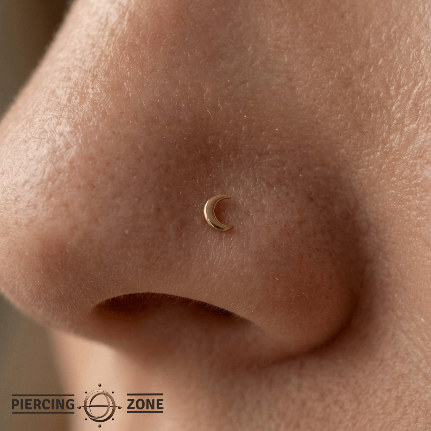Moonlet Pin - 14K Gold Crescent Threadless End - piercing - zone.com