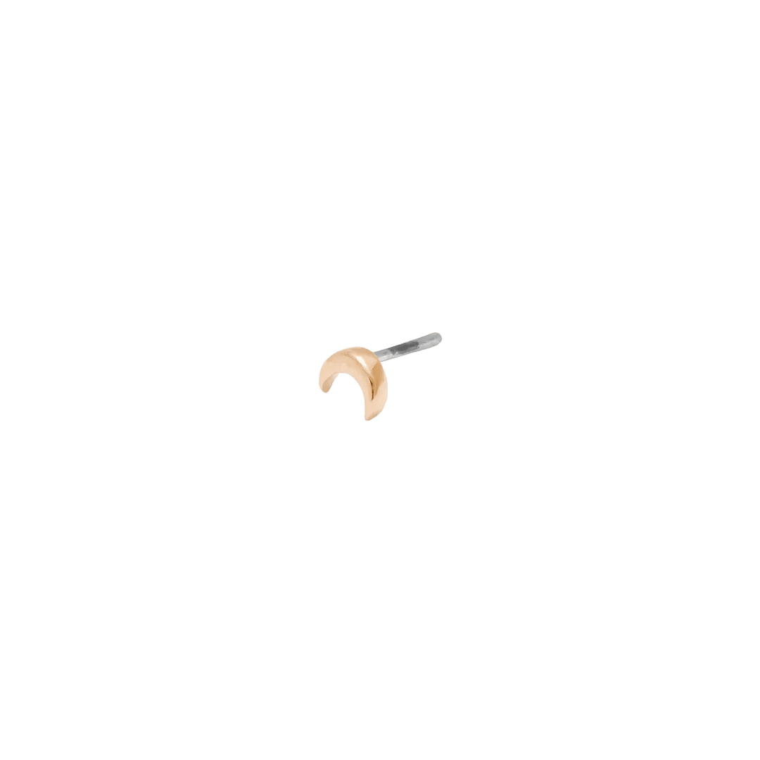 Moonlet Pin - 14K Gold Crescent Threadless End - piercing - zone.com